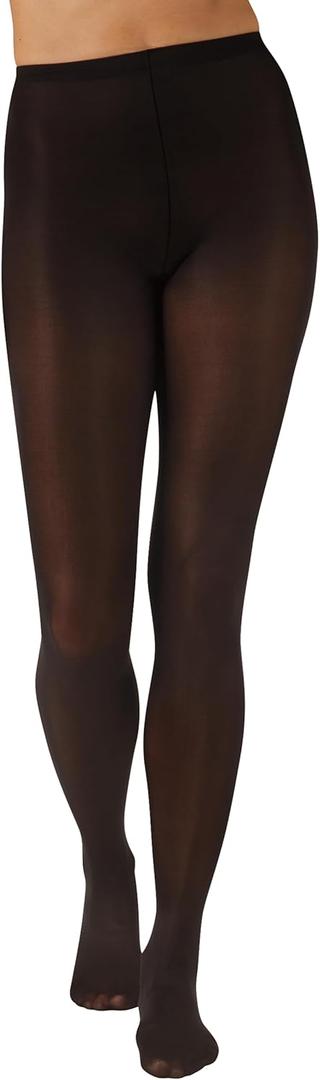 L'eggs Casual Women's Opaque Tights, Same to Waist, Sheer Toe, Black, Large