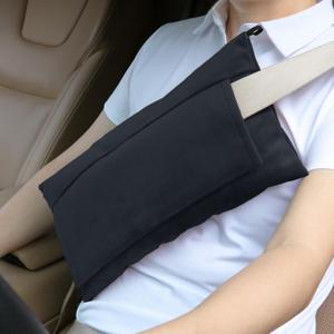 AmazeCov Super Soft Seatbelt Pillow, Seat Belt Pillow for Mastectomy Post-Surgery, Seat Belt Cushion for Heart Surgery Recovery, Hysterectomy Abdominal Incision Recovery Seatbelt (Black, Large)