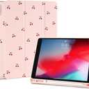 Compatible with iPad (A16) 11th Generation 11 Inch 2025/iPad 10th Generation 10.9 Inch 2022 Case,Pink Cute Cherry Design with Pencil Holder Shockproof Flexible TPU Protective Cover