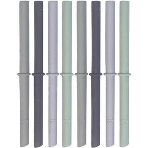 Elk and Friends Adult & Kid's Reusable Silicone Straws with Stopper for 8oz & 10oz Mason Jars or Tumblers, Pack of 8 Colorful Straws 6.3"