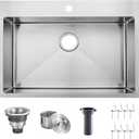 VAPSINT 28x18 Inch Drop in Kitchen Sink, 28 Inch Top Mount 16 Gauge Commercial T304 Stainless Steel Kitchen Sink, 9 Inch Deep Handmade Single Bowl Basin for Laundry Utility Wet Prep Sink, Fregadero