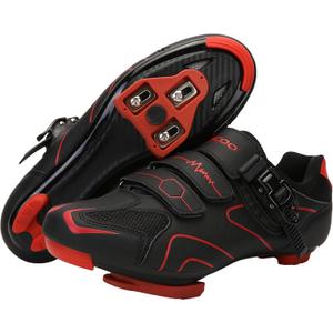 Unisex Cycling Shoes Compatible with pelaton Indoor Road Bike Riding Shoes for Men and Women Delta Cleats Clip Outdoor Pedal, (Black-red, M10.5)