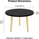 Round Coffee Table Low Table with 3 Solid Wood Sturdy Legs,Floor Table Desk for Sitting on The Floor,23.6"D x 23.6"W x 16"H Inches,Living Room/Toy room Furniture,Rental house Furniture (Black)