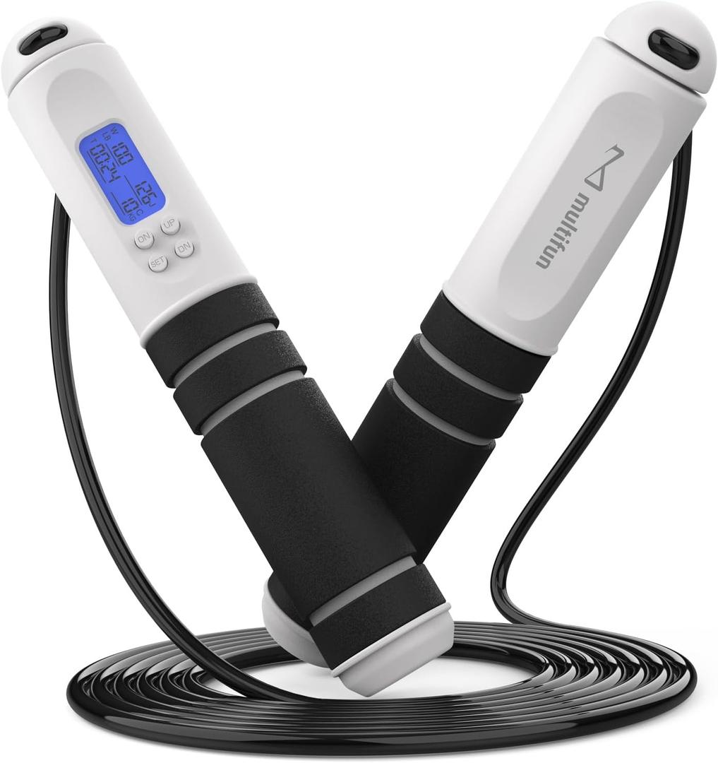 Jump Rope, Adjustable Digital Jump Rope with Calorie Counter, Ball Bearings & Alarm  Ideal for Fitness, CrossFit, Boxing, MMA, Gym  Multifunctional Speed Skipping Rope (Black)