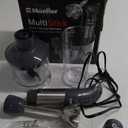 Mueller Multistick 5-in-1 Immersion Blender Handheld, 12 Speed Hand Mixer - Turbo Boost, Heaviest Duty Copper Motor, Titanium Blades Hand Blender, Milk Frother Wand, Whisk, Beaker, Chopper, Grey