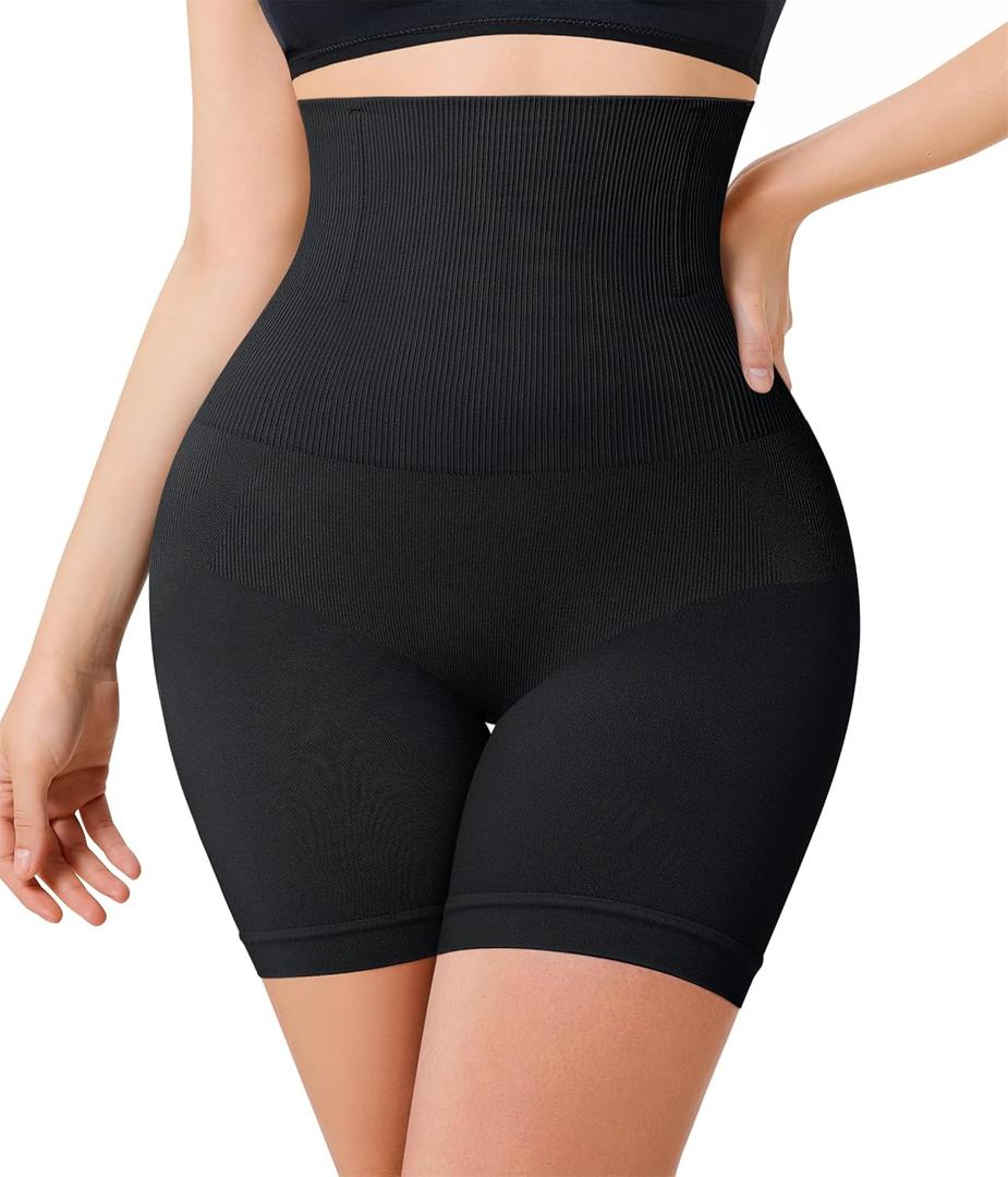 Nebility Tummy Control Shapewear Shorts High Waist Butt Lifting Panties Seamless Body Shaper Thigh Slimmer (Large, Black)