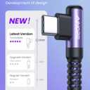 AINOPE USB C Charger Cable, 3.1A Type C Charger Cable Fast Charging, [2 Pack, 2M] Right Angle USB c Fast Charger Cable Compatible with Samsung Charger Type c, Huawei, Google Pixel, Sony Xperia, LG (6.6FT+6.6FT, Purple)