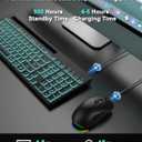 Wireless Keyboard and Mouse Combo, 7 Backlit Effects, Light Up Letters, Rechargeable, Phone Holder, 6 Button Mouse, Ergonomic Tilt Angle, 2.4GHz Silent USB Keyboard Mouse for Laptop, Computer, PC