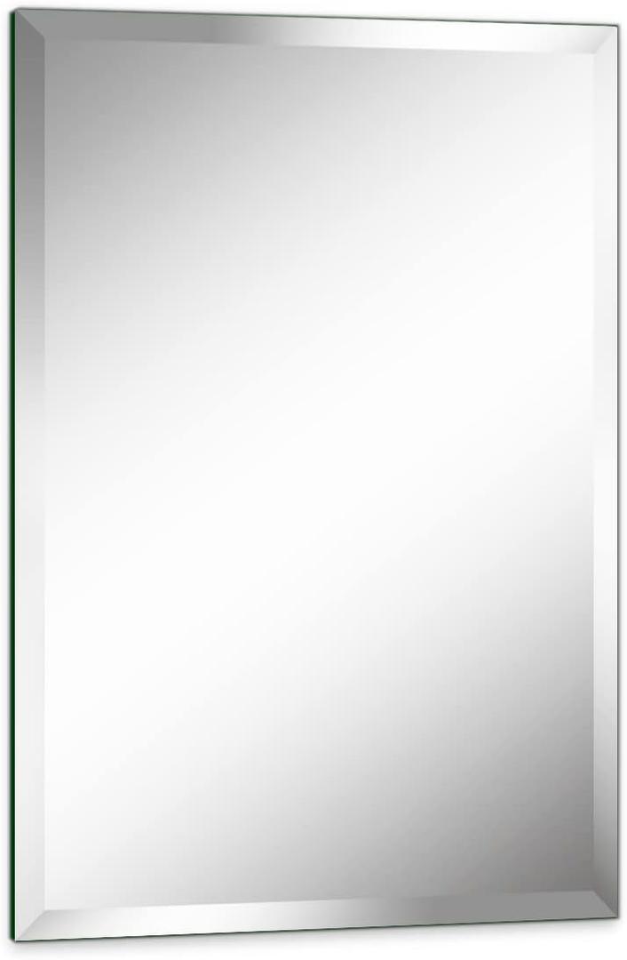 16"x24" Frameless Rectangle Wall Mirror with 1 inch Beveled Edge for Bathroom Vanity