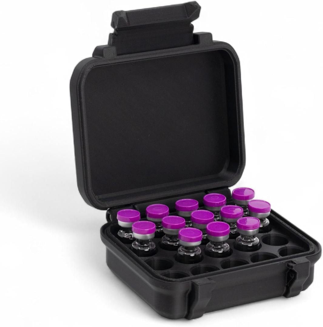 3ml 20 Vial Case for Peptide Vials | Rugged Fridge and Freezer Safe Case