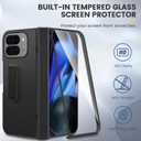 Ruky for Google Pixel 10 Pro Fold Case with Hinge Protection, Full Body Case with Built-in Kickstand & Screen Protector PU Leather Protective Phone Case for Pixel 10 Pro Fold, Carbon Fiber