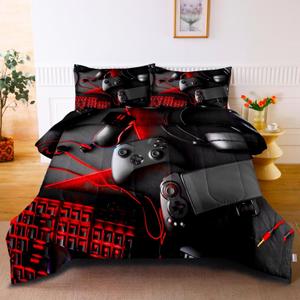 Gaming Comforter for Boys Teens,Game Bedding Sets Twin,Kids Gamer Comforter Set,Video Game Bedroom Bed Set Controller Duvet All Season 3 Piece (Pattern 7)