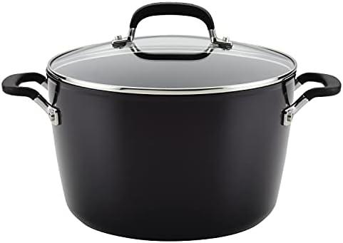 KitchenAid Hard Anodized Nonstick Stockpot with Lid, 8 Quart, Onyx Black