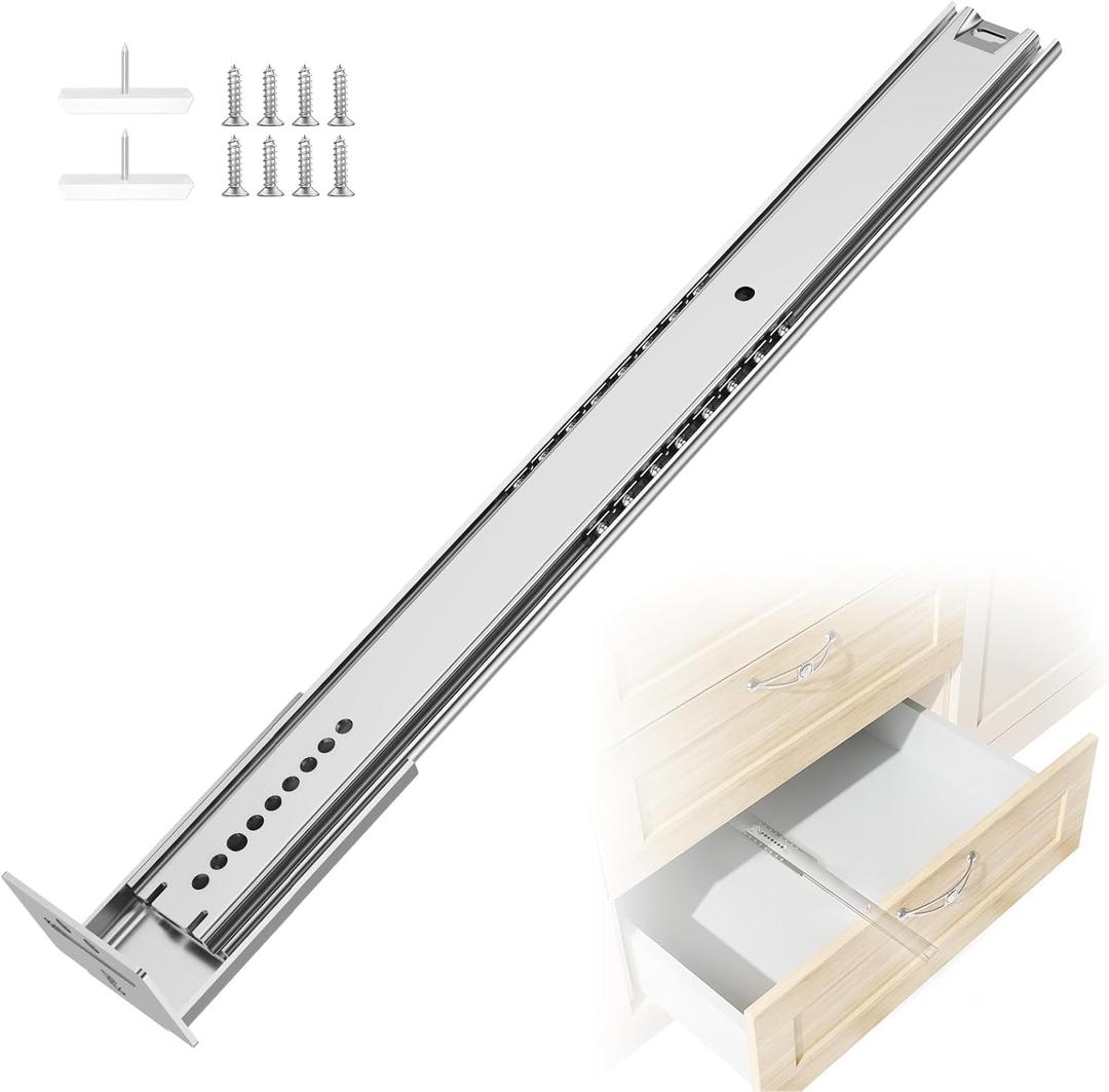 2 Pcs 14 Inch Center Mount Drawer Slides, Bottom Mount, Undermount, Heavy Duty Drawer Rails, 3/4 Extension Drawer Tracks for Dresser, Cabinet, Furniture