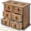 Handmade Wooden Jewelry Box 11" x 9.5" - Engraved Knobs, Top Symbol Markings, Strong and Durable Mango Wood - Large Jewelry Box for Women, Men - 3 x 2 Layer Jewelry Box