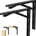 LSK 24 Inch Folding Shelf Brackets, Heavy Duty Collapsible Shelf Bracket Max Load 550LBS, Wall Mounted L Table Brackets for Garage Bench Table, Space Saving DIY Black Folding Bracket, Pack of 2