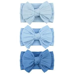 LemonSpace Handmade Baby Girls Headbands Soft Stretchy Nylon Hair Bands Hair Accessories with Bows for Newborn Baby Girls Infant Toddlers Kids(Blue color mix)