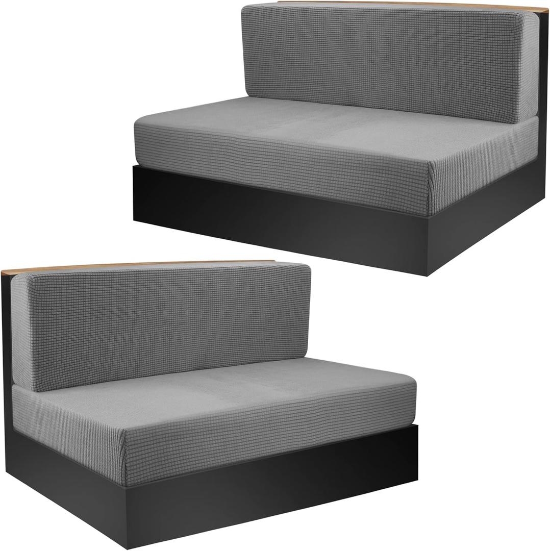 Tlswshsy RV Dinette Cushions Covers- RV Stretch Sofa Seat Slipcovers -Washable Loveseat Sofa Furniture Protector for RV Camper Car Bench (Grey 2 Backrest Covers & 2 Bench Covers)