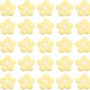 PATIKIL Crochet Flowers, 50 Pcs Applique Flowers for Craft Sewing Crochet Flowers Appliques Embellishments for DIY Hair Clothes Party Craft Decor, Light Yellow/Cream White