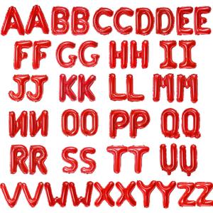 52 Pcs 2 Sets of 16 Inch A-Z Letter Balloons Set  Complete Alphabet Mylar Foil Balloons (Each Letter Includes 2 Balloons) for Birthday, Graduations, New Year, and Party Decorations (Red)