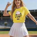 Banana Shirts Baseball Shirt Baseball Player T-Shirts Team Women Baseball Mama Tee Funny Baseball Fan Short Sleeve Top (Yellow) Small