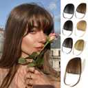 NAYOO Clip in Bangs Human Hair for Women, Medium Brown Wispy Bangs, Wispy & French Bangs, No Haircut Needed, Easy Clip-In, FFlattering Face ShapeA