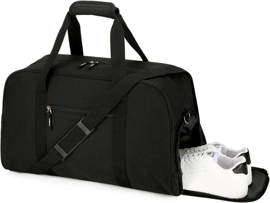 Searock 45L Gym Bag for Men & Women with Shoe Compartment, 21 Large Duffle Bag for Travel, Sports, Fitness & Workout, Black