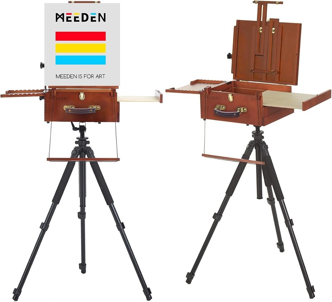 MEEDEN Plein Air Easel - Portable Tabletop for Outdoor Painting, Pochade Box with Travel Tripod, Multi-Functional Outdoor Sketching