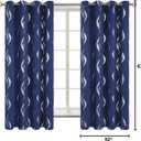 BGment Wavy Navy Blue Blackout Curtains 63 Inch Length 2 Panels Set, Thermal Insulated Privacy Grommet Window Drapes for Kids Boys Bedroom, 52 x 63 Inch