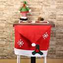 2 x 4 Pcs Christmas Chairs Covers Santa Claus Hat Dining Chair Slipcovers Xmas Red Chair Back Covers for Xmas Holiday Festive Decoration (Set of 4. Red)