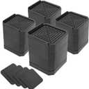 4 Pack Bed Risers Heavy Duty, Adjustable Furniture Risers for Bed Couch Sofa Desk Chair Blocks, Lift Height 1.5", 3" or 4.3" (Black, Three Layers 4.3 Inches)