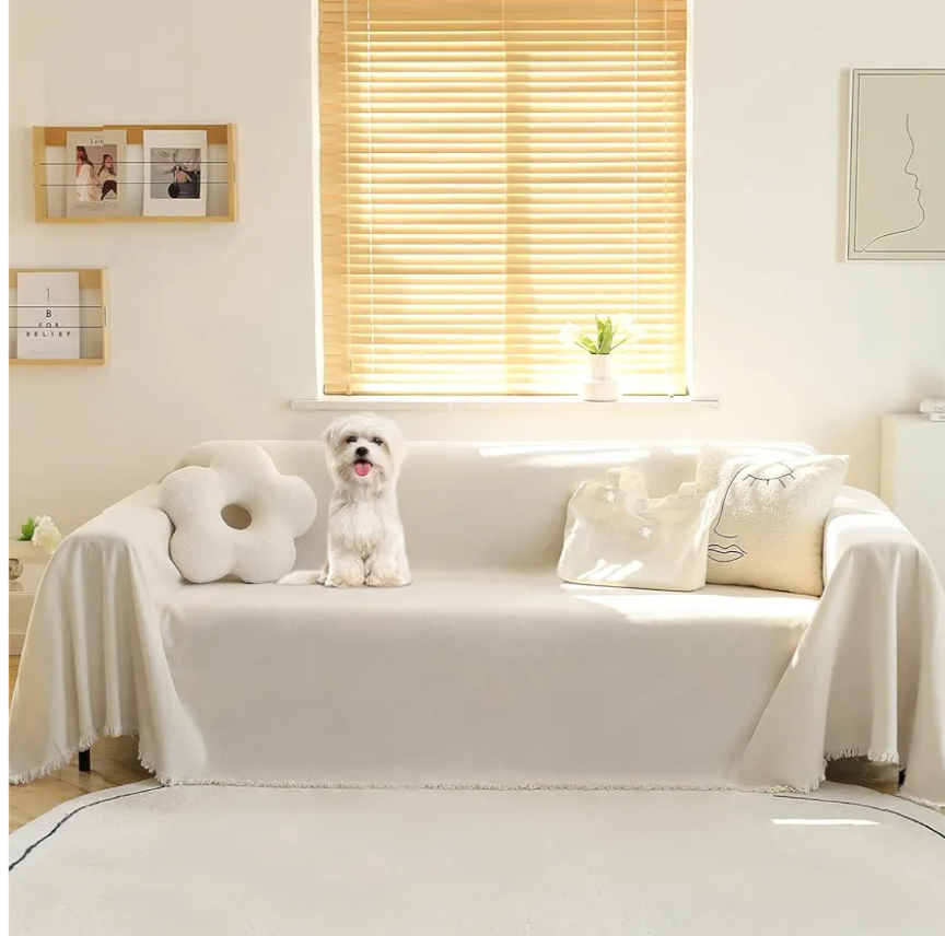 HAOMAIJIA Boho Sofa Covers Couch Covers for 3 Cushion Couch Sofa Pet Friendly Soft Thick Non Slip Couch Cover for Dogs Washable Sectional Couch Covers L Shape Furniture Protector (Brown, 91"x134"), 2 Pack