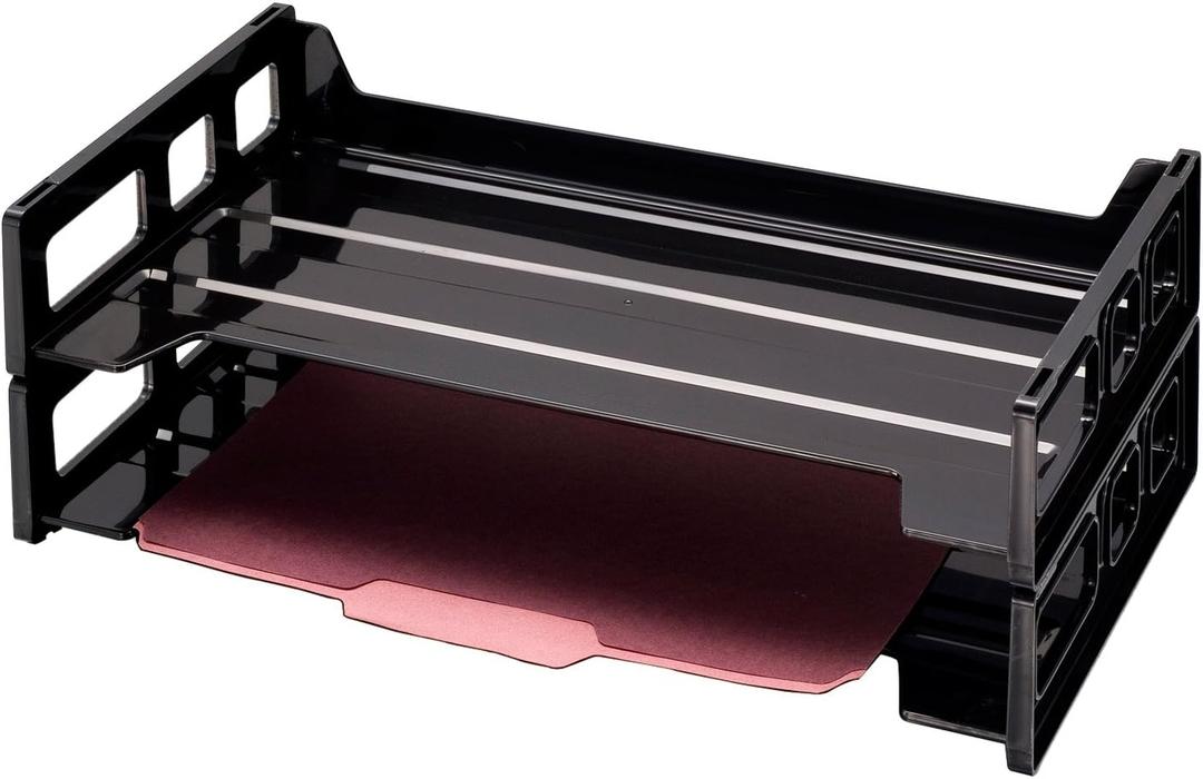 Officemate 26054 Recycled Desk Tray, Side Load,9 x 16 1/4 x 5, Legal, Black, 2/PK (OIC26054)