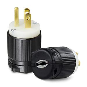 2 Pack 125V 15Amp 3-Prong Male Electric Plugs, UL Listed NEMA 5-15P Male Electric Plug, 2 Poles 3 Prong AC Replacement Male Electric Plugs 3-Wire Connector