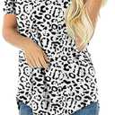 Womens Loose Fit T Shirts Cotton Casual Tops for Women Blouses for Leggings Short Sleeve Tunic Tshirts Crew Neck Ladies Tees (S, A-ST-Leopard White) (White, S)