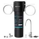 NOVETE Under Sink Water Filter, 3-Years, 30000 Gallons, Reduce 99.5% Chlorine, PFAS, Bad Taste, NSF/ANSI 42/372, Water Filtration System with Stainless Faucet, USA Tech, Do Not Reduce TDS, UWF1A-KPC (Black)
