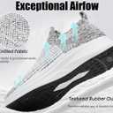 Women's Wide Slip On Walking Shoes Non-Slip Socks Shoe Lightweight Breathable Mesh Sneakers for Everyday Comfort & Style | Perfect for Work Travel White Black (White) 8