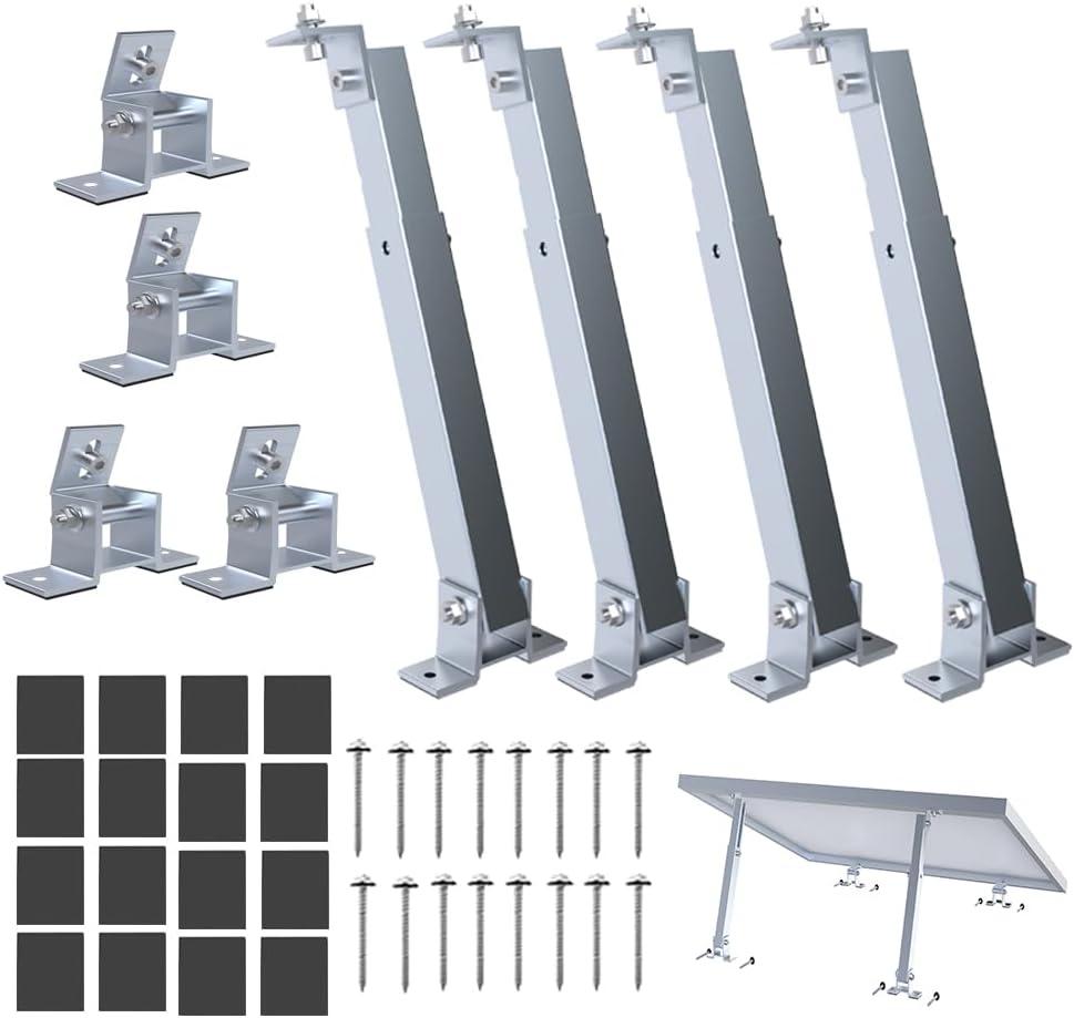 Adjustable Solar Panel Tilt Mount Brackets Stand Support Any Solar Panels for RV, Roof, Boat, Yacht Flat Surface, Camping, Off-Grid Systems2sets