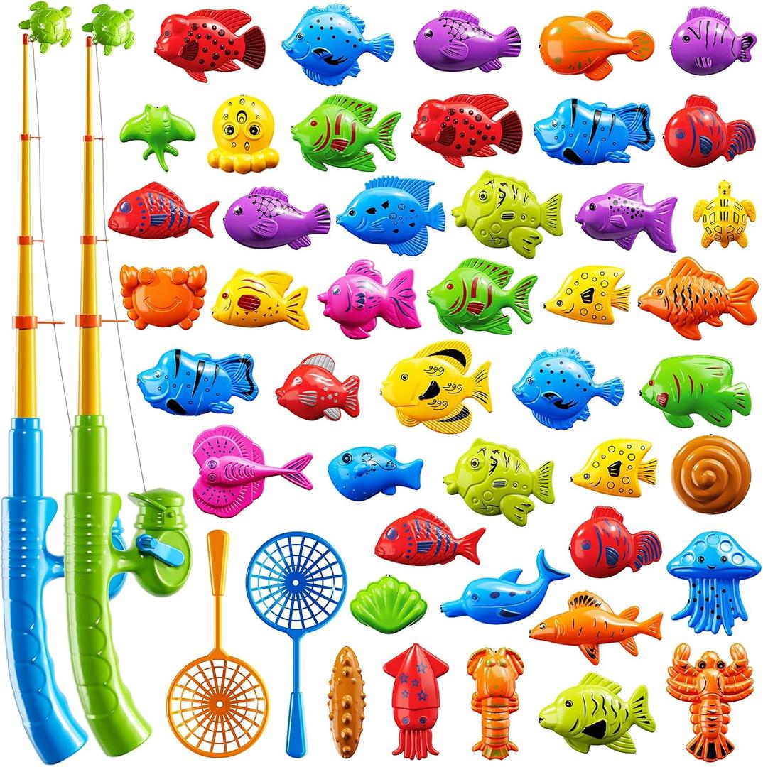Magnetic Fishing Toy for Kids 3-5, Magnetic Fishing Game for Kids Ages 4-8, Water Table Toys with Fishing Rod Set, Outdoor Plastic Floating Fish, Kids Bath Pool Fishing Water Toys for Baby Boys Girls