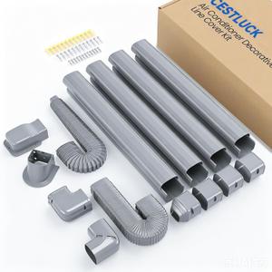 3" 17Ft Mini Split Line Set Cover, Easy Install PVC Line Hide Kit
Decorative Weather Protection UV-proof PP Lineset Pipe Cover Paintable for Ductless Minisplit, Central AC, Heat Pumps, Gray