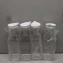 Set of 4 Plastic Carafe with Lid, 50 Oz Carafes for Mimosa Bar, Square Base Juice Containers, Water Bottle, Milk Container, Clear Beverage Containers for Fridge- HAND WASH ONLY