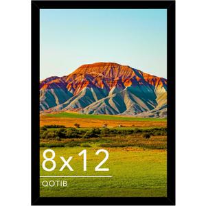 8x12 Picture Frame Black for Wall Mounting or Tabletop, Wood 8 x 12 Frame Photo Frame for Wall Hanging Horizontally or Vertically, Black, 1 Pack