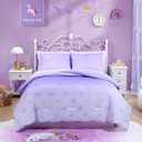 Queen Comforter Set with Sheets for Girls-7 Pieces Queen Bedding Sets with Purple Comforter, Sheets, Pillowcases & Shams for Kids (Purple Butterfly, 90" X 90") (Purple/Silver Butterflies)