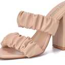 Cape Robbin Women's Chunky High Heels - Strappy Square Open Toe Sandals (RIE Del), 10