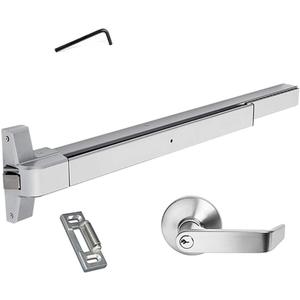 Dynasty Hardware Push Bar Panic Exit Device for Emergency Exit Doors Painted Aluminum, with Exterior Lever Handle