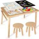 Sensory Table for ToddlersKids Sensory Table with Paper Roll Stick & Double-Side BoardToddler Play Desk with 3 Storage Bin, Indoor Outdoor Gift for Boys Girls