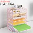 Paper Organizer with Handle Metal Mesh File Sorter Large Capacity Desk Organizers Paper Letter Tray Desktop Document Sorter for Office or Home2 Pack 8 Tier Pink Storage for Desk