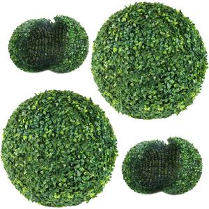 AILANDA 2 PCS 21 inch 8 Layers Artificial Plant Topiary Ball Outdoor UV Resistant Faux Boxwood Decorative Balls for Backyard, Balcony, Garden, Wedding Hanging and Home Dcor (Dark Green) (21inch-Updated)