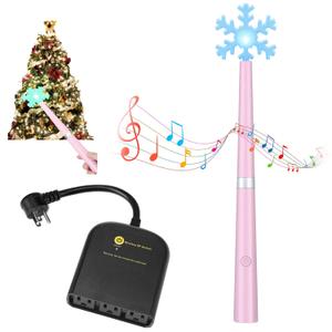 Relaxweex Christmas Magic Light Wand Wireless Remote Control Outlet for Christmas Tree Lights Controller Decorative Xmas Outdoor Indoor Turn on and Off Magic Wand Switch Kit(Three 3-pin Plugs, Pink)