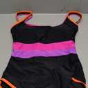 popvil One Piece Swimsuit Tummy Control Womens Bathing Suits Modest Curvy Neon Sexy Sport Swimwear (Medium, Black/Purple)